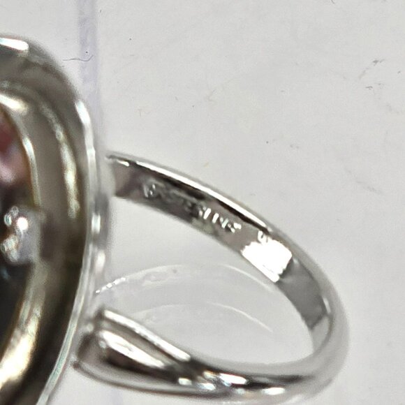 Sterling Silver Jasper Ring Cabachon Stone Hat Style Size 6.75 JJJ3779 - Picture 10 of 10